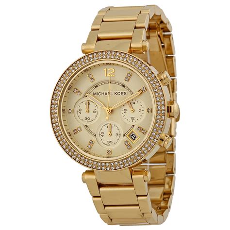 michael kors ladies chronograph champagne watch|Michael Kors black watches women.